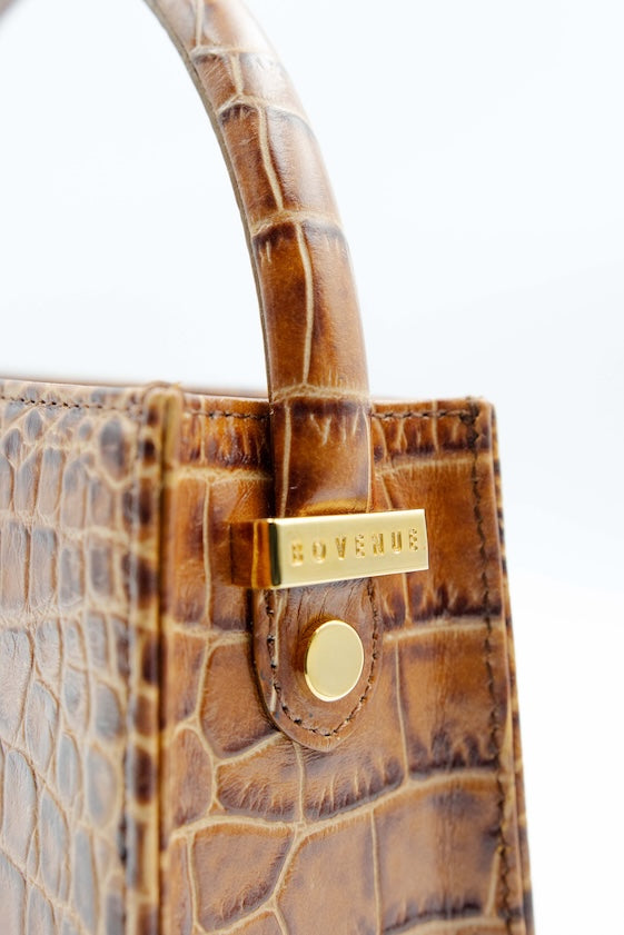 Lulu Mini in Brown Crocodile Leather